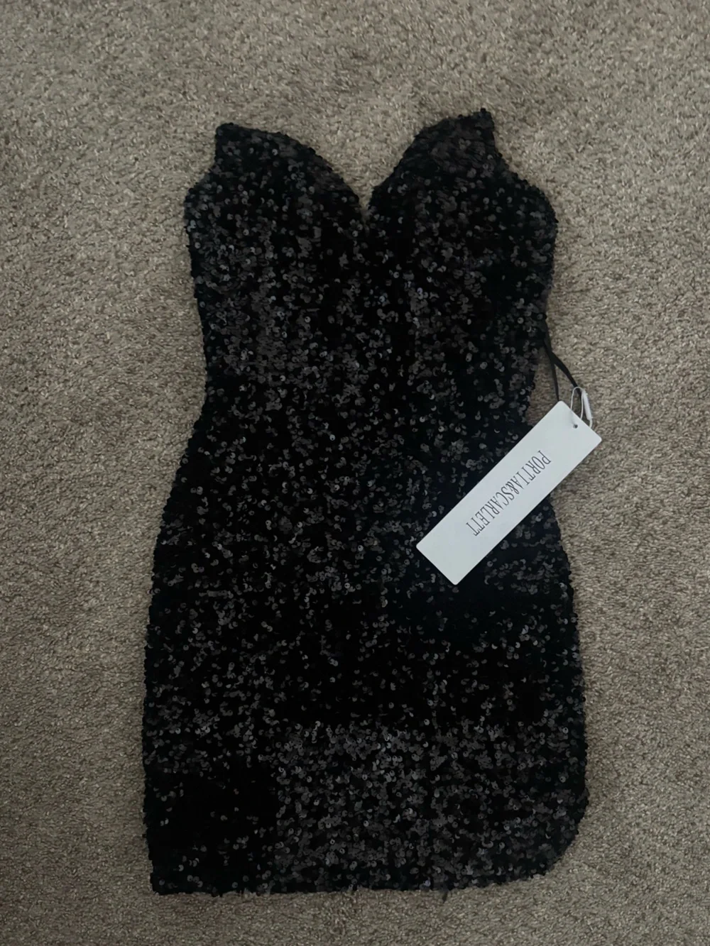 Portia & Scarlett Black Sequin Strapless Cocktail Dress